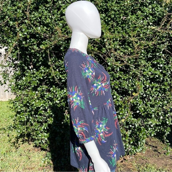 NWT ANTHRO Maeve Bohemian Babydoll 3/4 Sleeve Navy Floral T… - Picture 4 of 11